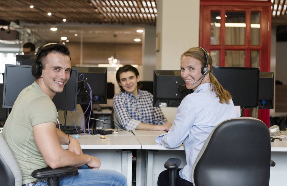 young business people at modern office workplace  getting social in free time